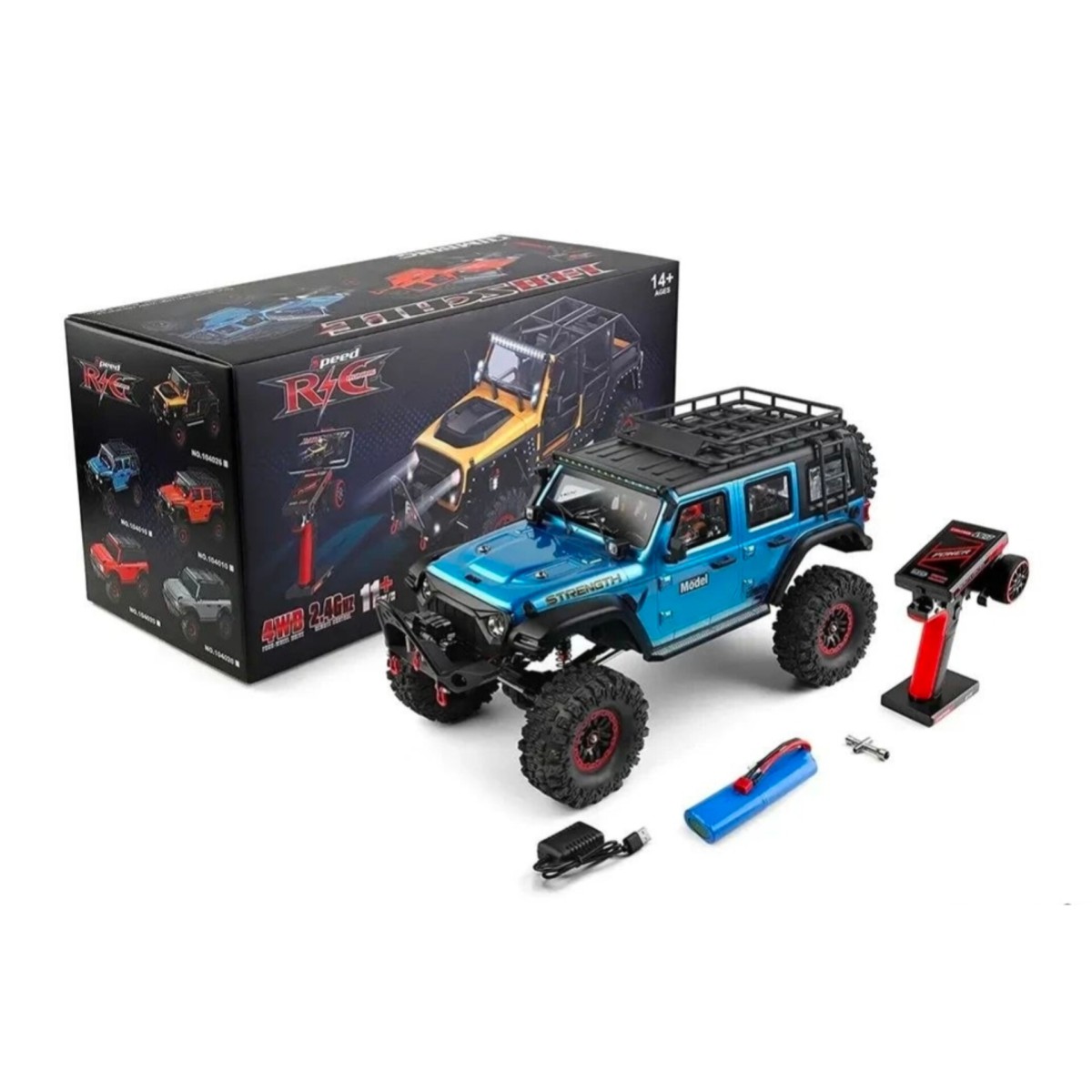 ماشین کنترلی دو دیفرانسیل صخره نورد جیپ روبیکن wltoys 104010 آبی 